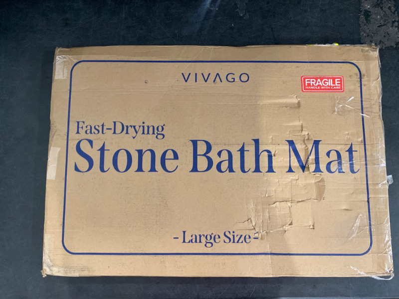 Photo 2 of VIVAGO Diatomite Stone Bath Mat Large for Bathroom (27.6" X 18.1") - Quick Drying Diatomaceous Earth Bath Mat Stone Super