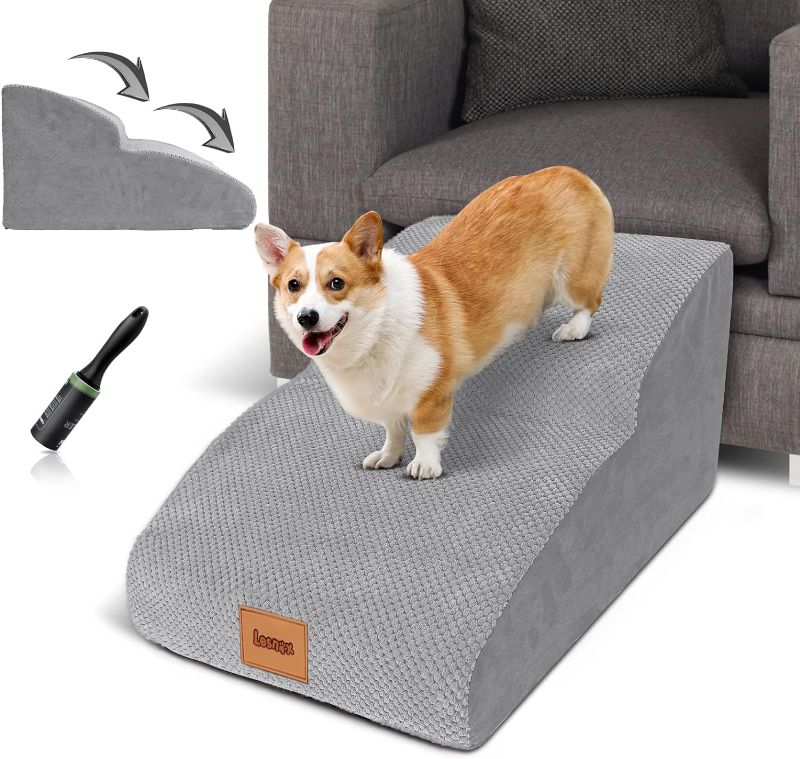 Photo 1 of Extended Dog Stairs, 2-Step, 30D Foam Pet Stairs/Steps with Waterproof Cover, Non-Slip, Dog Ramp/Ladder for Couch, Dog Step for Small Dogs Cats with Old/Injured/Short-Legged, 11.8"H, Wider Step