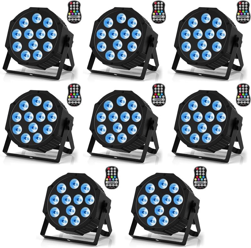 Photo 1 of Rechargeable Par Lights RGBW 4-in-1 LED Uplights Battery Powered Stage Lights, HOLDLAMP DJ Lights Sound Activated with Remote & DMX Control for Festival Party Event Wedding Bar (8 Packs)