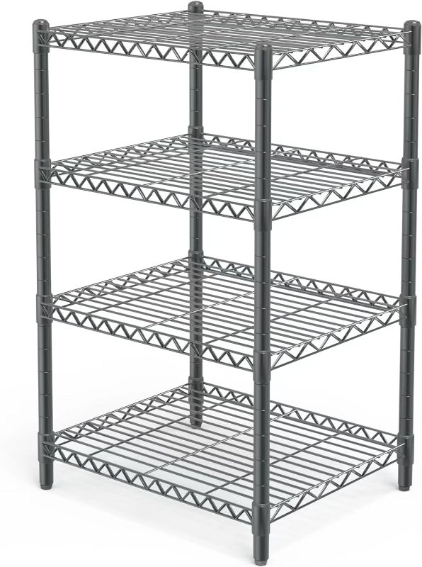 Photo 1 of 4 Tier Grey Storage Racks and Shelving - Heavy Steel Material Pantry Shelves - Steel Organizer Wire Rack, Suitable for Warehouses, Closets, Kitchens…