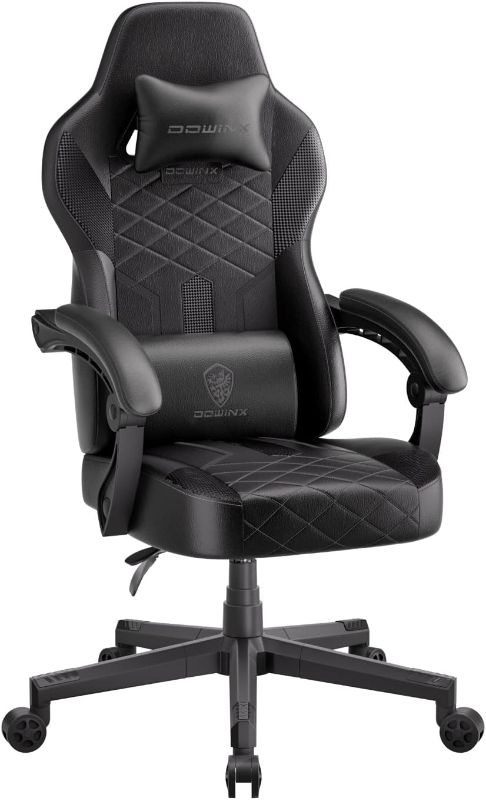 Photo 1 of Dowinx Gaming Chair with Pocket Spring Cushion, Ergonomic Computer Chair High Back, Reclining Game Chair Pu Leather 350LBS, Black