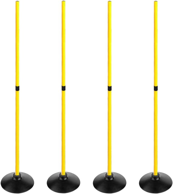 Photo 1 of Soccer Agility Poles Set Detachable Sports Trainning Speed Pole Slalom, 4 Poles with Rubber Base Sport Traning Equipment