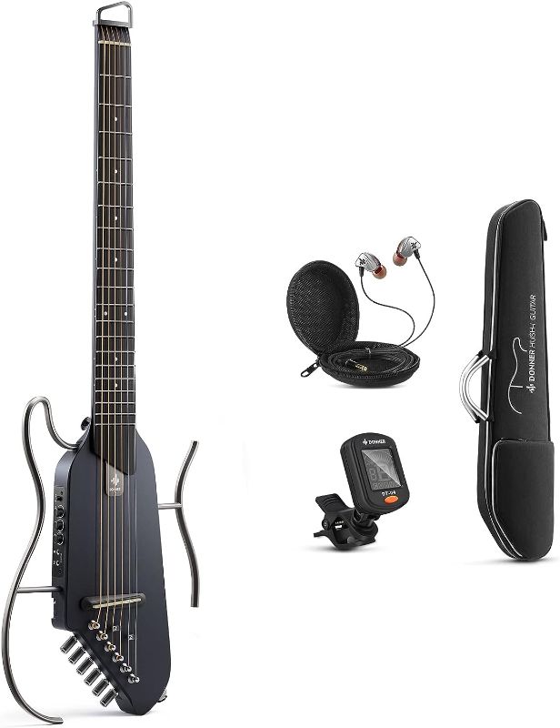 Photo 1 of Donner HUSH-I Guitar For Travel - Portable Ultra-Light and Quiet Performance Headless Acoustic-Electric Guitar, Maple Body with Removable Frames, Gig Bag, and Accessories
