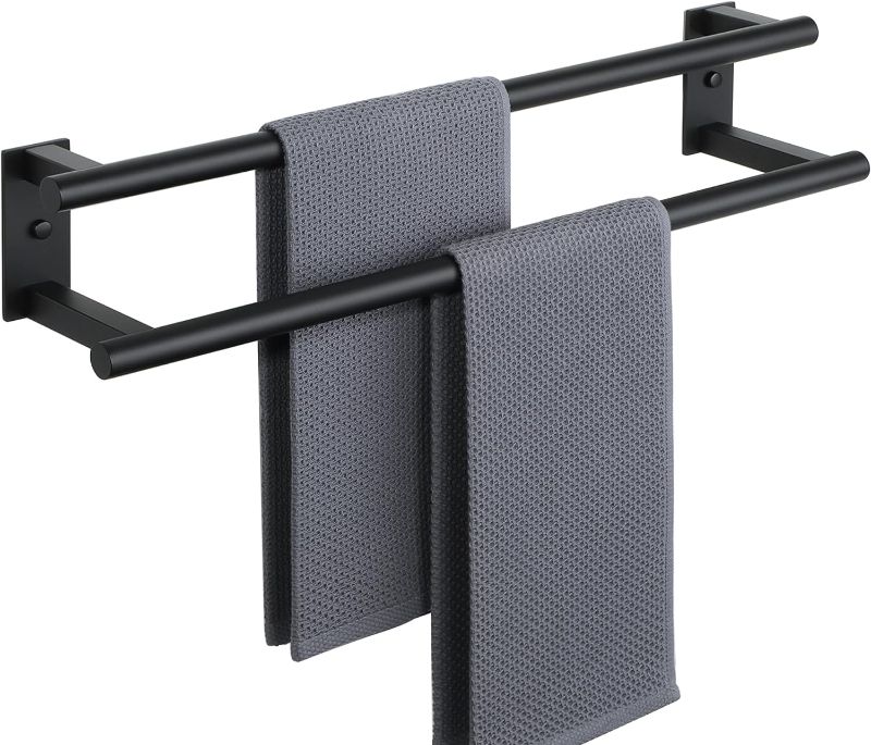 Photo 1 of Alise Bathroom Double Towel Bar, 24 Inch Wall Mount Towel Holder, Towel Racks for Bathroom, SUS304 Stainless Steel Towel Hanger, Thickened Pipe with Strong Load-Bearing Capacity, Matte Black
