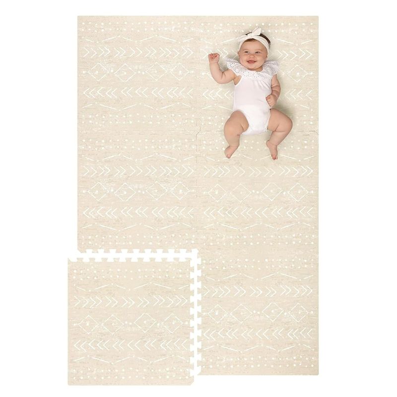 Photo 1 of Lillefolk Baby Foam Play Mat - Baby Playmat | Tiles for Kids Interlocking Mat - Foam Baby Mat for Babies & Toddlers - Non Toxic Play Mat for Baby Tummy Time Mat 6x4ft Beige
