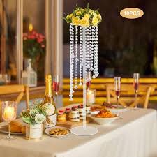 Photo 2 of 31.5 in. Tall Acrylic Centerpieces in Clear with Crystal Table Round Column Flower Stand (2-Piece)
