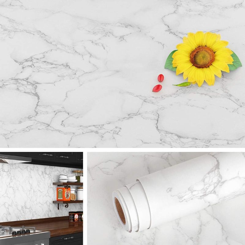 Photo 1 of Livelynine 197 X 36 Inch Wide Matte Marble Contact Paper for Countertops Peel and Stick Waterproof Wallpaper for Kitchen Counter Top Furniture Table Stickers Desk Cover Self Adhesive Vinyl Countertop
