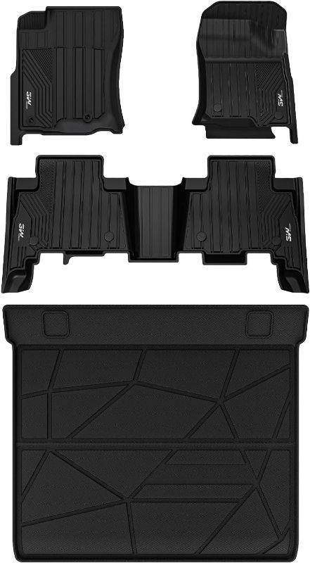 Photo 1 of 3W Floor Mats&Cargo Liner Fit Toyota 4Runner 2013-2024/Lexus GX460 2014-2023(Only for 5 Seat 4Runner/GX460), Custom Fit TPE All Weather Floor Liner, 1st & 2nd Row Full Set Car Liners, Black
