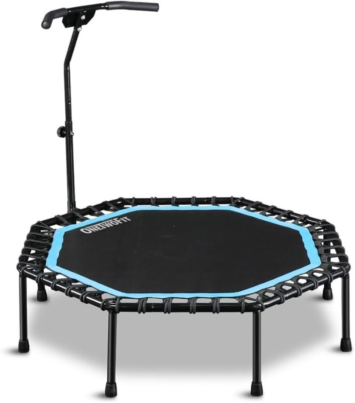 Photo 1 of ONETWOFIT 51" Silent Trampoline with Adjustable Handle Bar, Fitness Trampoline Bungee Rebounder Jumping Cardio Trainer Workout for Adults…
