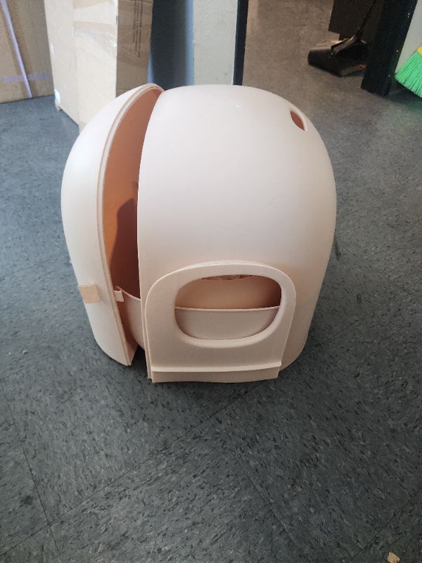 Photo 4 of MAKESURE | MAX Extra Large Enclosed Cat Litter Box | Milk Tea Pink