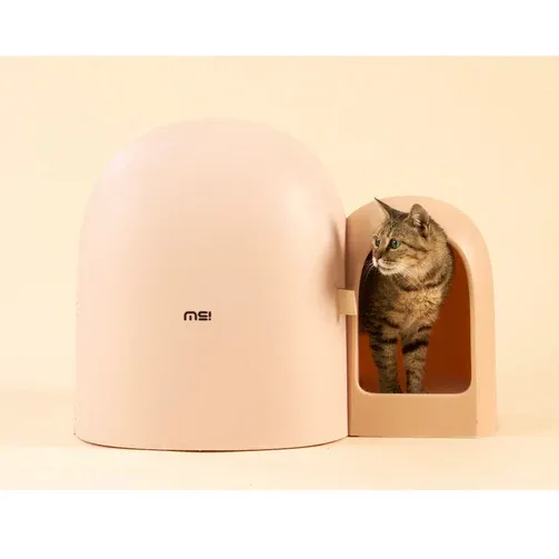 Photo 2 of MAKESURE | MAX Extra Large Enclosed Cat Litter Box | Milk Tea Pink