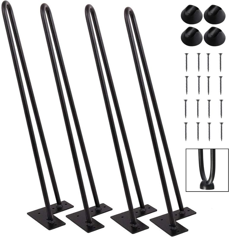 Photo 1 of 22 Inch Hairpin Legs, Heavy Duty Black Metal Furniture Table Legs, Set of 4
