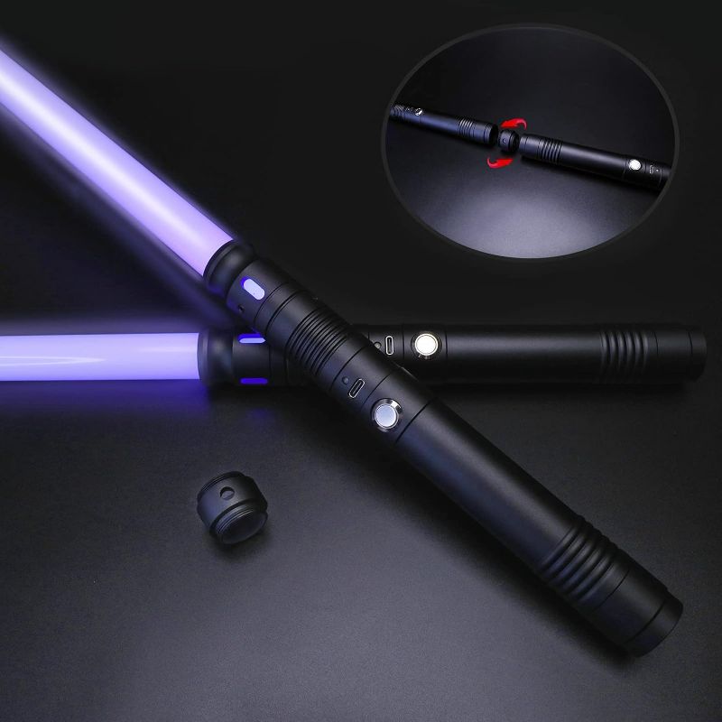 Photo 1 of 2Pack Lightsaber Metal Hilt 12 Colors,Toys for Boys Girls Age 3 4 5 6 7 8 9 10 Year Old,Battery Rechargable 2-in-1 Double-Bladed FX Dueling Light Saber,Gifts for Boyfriend Girlfriend(Black)
