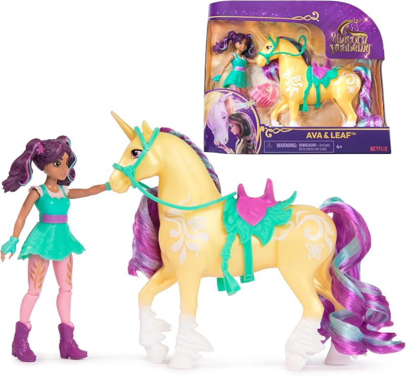 Photo 1 of 
Unicorn Academy, Ava & Leaf Set with 2 Riding Accessories & Hair Styling Tool, Dolls & Unicorn Toys for Girls Ages 4 and up