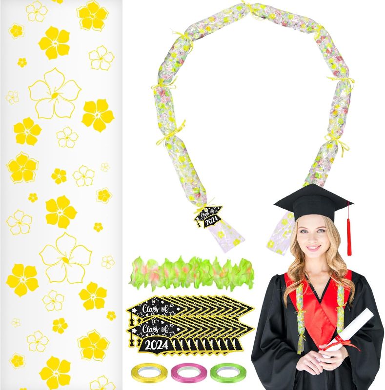 Photo 1 of ****2 PACK*** BOYOUAN Graduation Candy Lei Tubing 15 Graduation Candy Lei Making Kit Class of 2024 Hawaiian Lei Bags Congrats Grad Lei Long Lei Ribbons Candy Dessert Filler for Party Graduate Gifts
