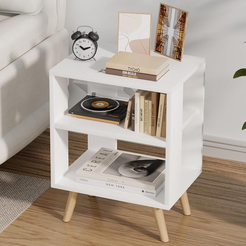 Photo 1 of 
Dueatib End Table 2 Tiers White Beside Table,Simple Modern Nightstand Wooden Open Storage Table Multi-Functional Storage Cabinet for Books and Decorations...