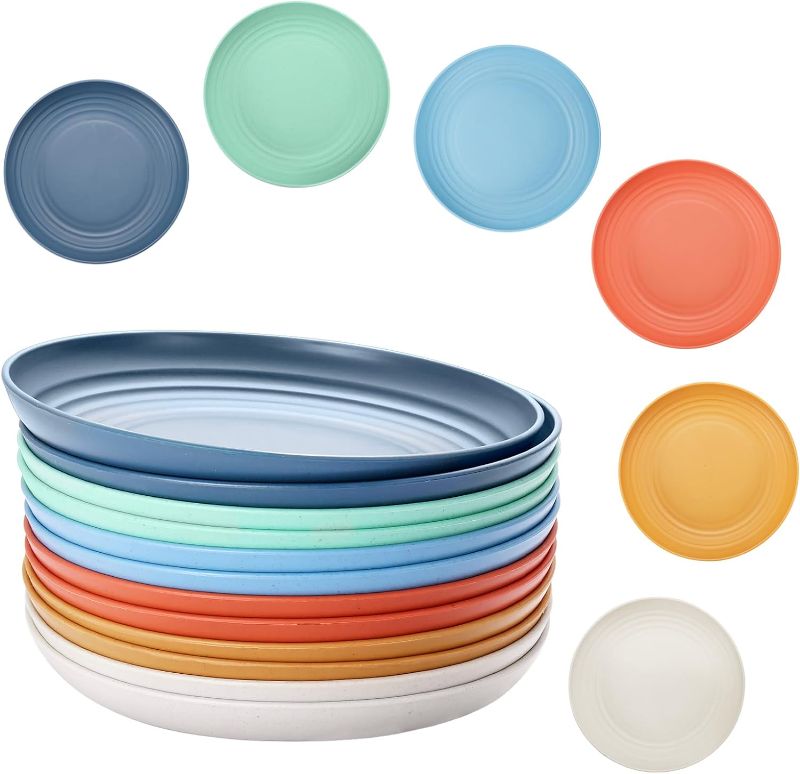 Photo 1 of 
Jojovenusmall Wheat Straw Plates, Reusable Plastic Plates Set of 12, Dishwasher & Microwave Safe Plastic Dinner Plates, Lightweight Plates for kitchen...