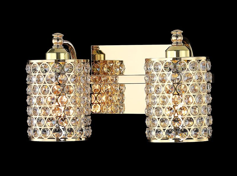 Photo 1 of 
2 Light Crystal Wall Sconce Lighting with Plating Champagne Finish,Modern and Concise Style Wall Light Fixture with Polyhedral Opal Crystal Shade for Bath...