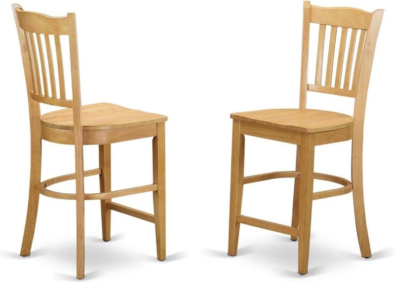 Photo 1 of 
East West Furniture Groton Counter Height Stools-Slat Back Wood Seat Chairs, Set of 2, Oak