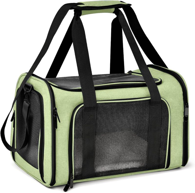 Photo 1 of 
Henkelion Pet Carrier for Small Medium Cats Dogs Puppies up to 15 Lbs, Airline Approved Small Dog Carrier Soft Sided, Collapsible Travel Puppy Carrier - Green