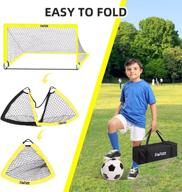 Photo 1 of ***ONLY ONE NET, NO ACCESSORIES*** Soccer Net, 6x4 ft Portable Pop Up Soccer Goals for Backyard - Soccer Training Equipment with Soccer Ball, Ladder, and Cones 