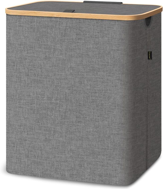 Photo 1 of 
BALEINE Laundry Hamper with Lid, Tall Laundry Baskets with Bamboo Pull Handles, Large Laundry Bin with Internal Support (40 Gallon, Grey)