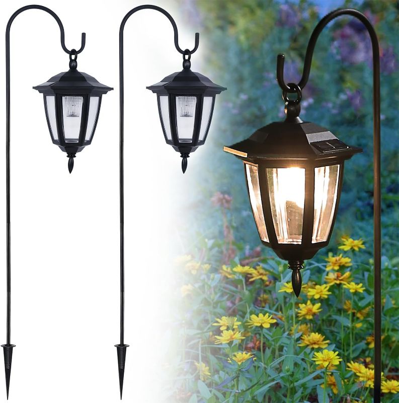 Photo 1 of 
Dynaming 2 Pack Solar Hanging Lights Outdoor, Solar Powered Garden Decorative Lanterns with 2 x 38 Inch Shepherd Hooks, Waterproof Landscape Lighting for...