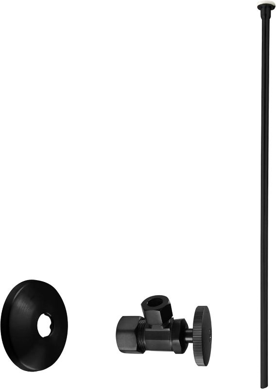 Photo 1 of 
Westbrass D105KFH-62 5/8" x 3/8" OD x 20" Flat Head Riser Supply Line Kit with Round Handle Angle Supply Shut Off Valve for Toilet, Matte Black