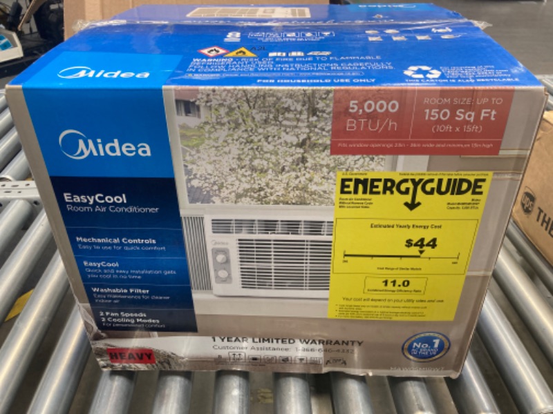 Photo 2 of ***NOT FUNCTIONING PROPERLY, FOR PARTS*** Midea 5,000 BTU EasyCool Small Window Air Conditioner - Cool up to 150 Sq. Ft. with Easy-to-Use Mechanical Controls and Reusable Filter, Perfect for Small Bedroom, Living Room, Home Office