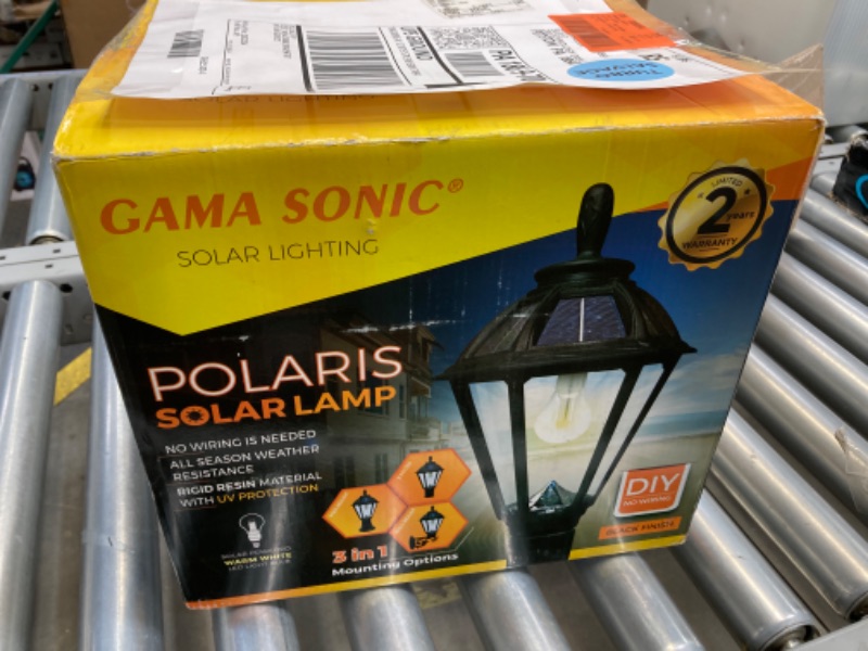 Photo 1 of 
GAMA SONIC
Polaris Solar 1-Light Black Outdoor Solar Warm White LED Post Light with Pier Base or Wall Sconce Mounting Options