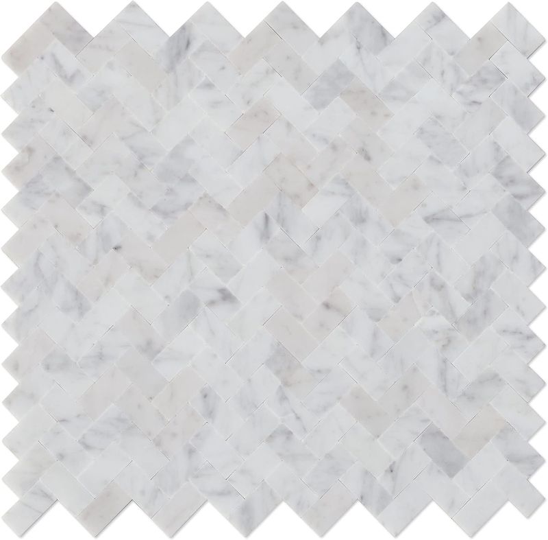 Photo 1 of Daltile
Xpress Mosaix Peel 'N Stick Daphne White Polished 14 in. x 12 in. Marble Brick Joint Mosaic Tile (11.64 sq. ft./Case)