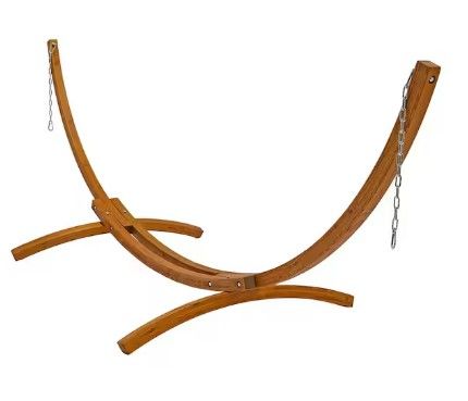 Photo 1 of 12 ft. Wood Curved Hammock Stand with Hooks and Chains