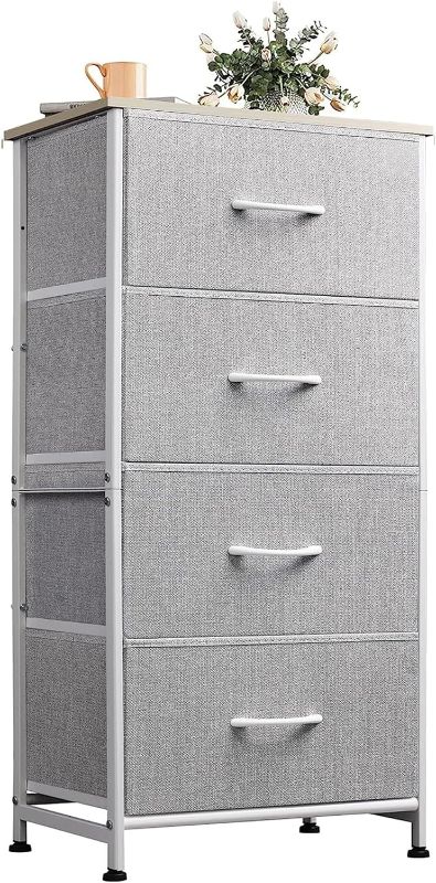 Photo 1 of ***SEE NOTES***WLIVE 4 Drawers Dresser for Bedroom, Light Grey Fabric Clothes Storage Organizer Unit, Dresser for Hallway, Entryway, Closets, Sturdy Steel Frame, Wood Top