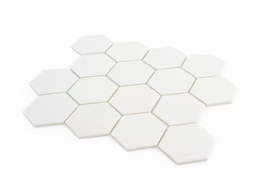 Photo 1 of Magma White 10 in. x 11.875 in. Hexagon Matte Glass Wall and Floor Mosaic Tile (0.824 Sq. Ft./Each)
