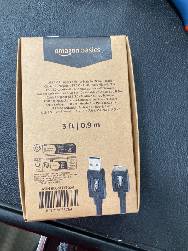 Photo 2 of *** Picture is for reference. (3 feet) Amazon Basics USB 3.0 Cable, Type USB-A Male to Micro USB, Black