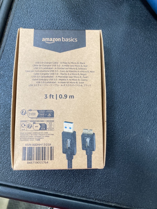 Photo 1 of *** Picture is for reference. (3 feet) Amazon Basics USB 3.0 Cable, Type USB-A Male to Micro USB, Black