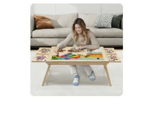 Photo 3 of 1500 Piece Puzzle Board with Folding Legs and 4 Sliding Drawers,34" x 26" Wooden Jigsaw Puzzle Table,Wood Puzzle Tray for Adults and Kids