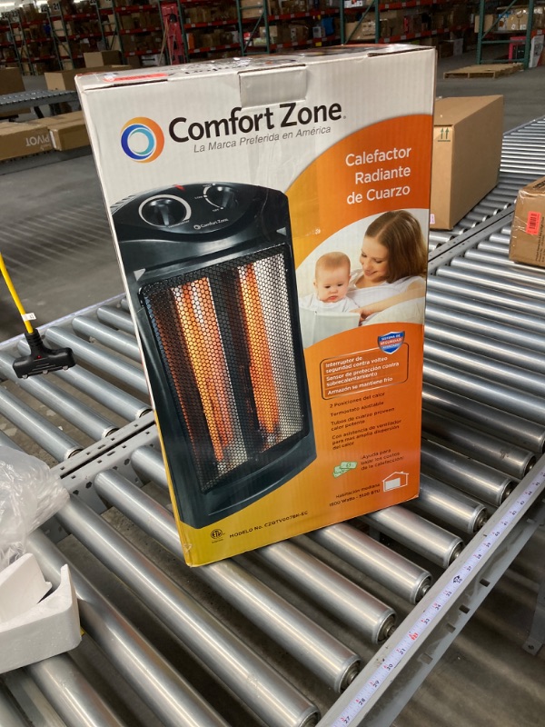 Photo 3 of HEATER ISN'T FUNCTIONAL! Comfort Zone CZQTV007BK 1,500-Watt Electric Quartz Infrared Radiant Tower Heater with 3 Heat Settings and Overheat Protection, Black