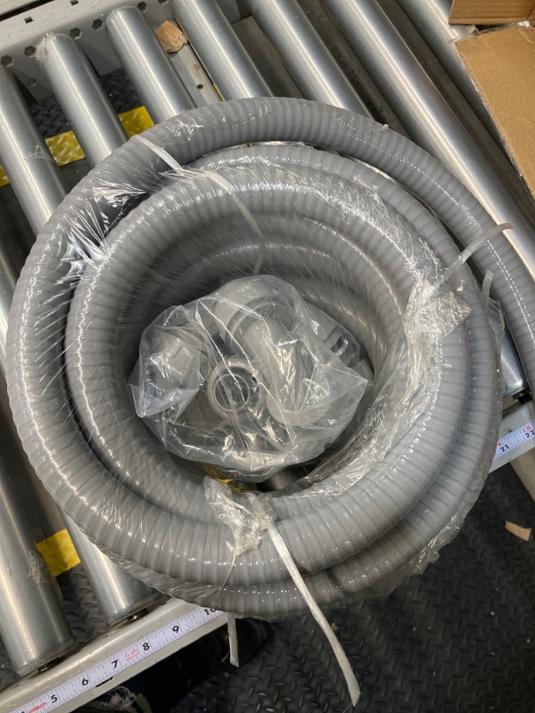 Photo 2 of 1 Inch 25 FT Non Metallic Liquid-Tight Conduit and Connector Kit - Includes 5 Straight and 4 Angle Fittings for Electrical Wiring