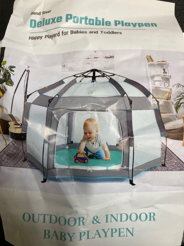 Photo 1 of Bend River Baby Playpen with Canopy, Portable Baby Beach Tent, Toddler Play Yard Indoor and Outdoor, Foldable Mosquito Net for Infant - Green