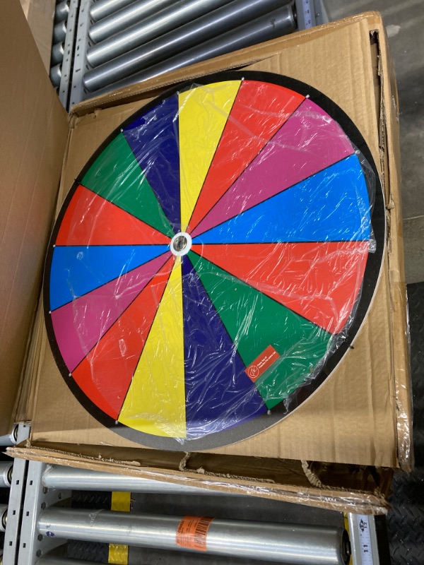 Photo 2 of 24 Inch Dual Use Spinning Prize Wheel 14 Slots Color Tabletop and Floor Roulette Wheel of Fortune, Spin The Wheel with Dry Erase Marker and Eraser Win The Fortune Spinner Game for Carnival Trade Show 24 Inch Adjustable Heavy Duty Prize Wheel