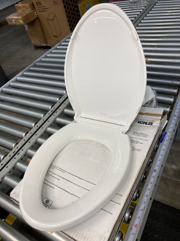 Photo 2 of ** DAMAGED ** KOHLER 4636-RL-0 Cachet ReadyLatch Quiet Close Elongated Toilet Seat, White Ready Latch Elongated White