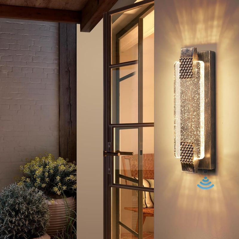 Photo 1 of ***DRY MOUNT ONLY*** Dusk to Dawn Outdoor Light with Crystal Bubble Glass, LED Porch Lights Outdoor Waterproof Modern Outside Sconce Wall Mount for Doorway Hallway Garden Porch Patio Yard Doorway
