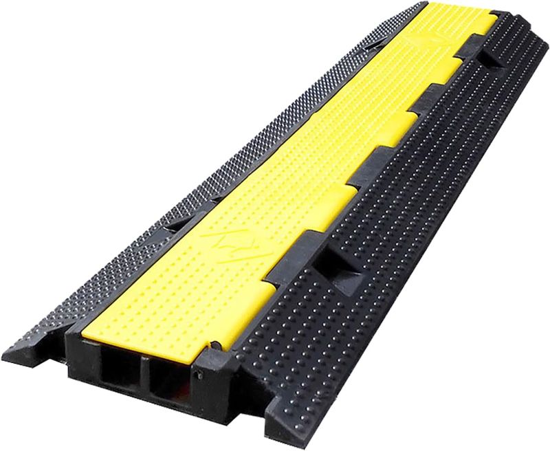 Photo 1 of Rubber Cable Ramp Hose Cable Protector Ramp 2 Channel 22000Lbs Load Capacity Traffic Speed Bump Wires Power Lines Extension Cord Cover for Indoor Outdoor