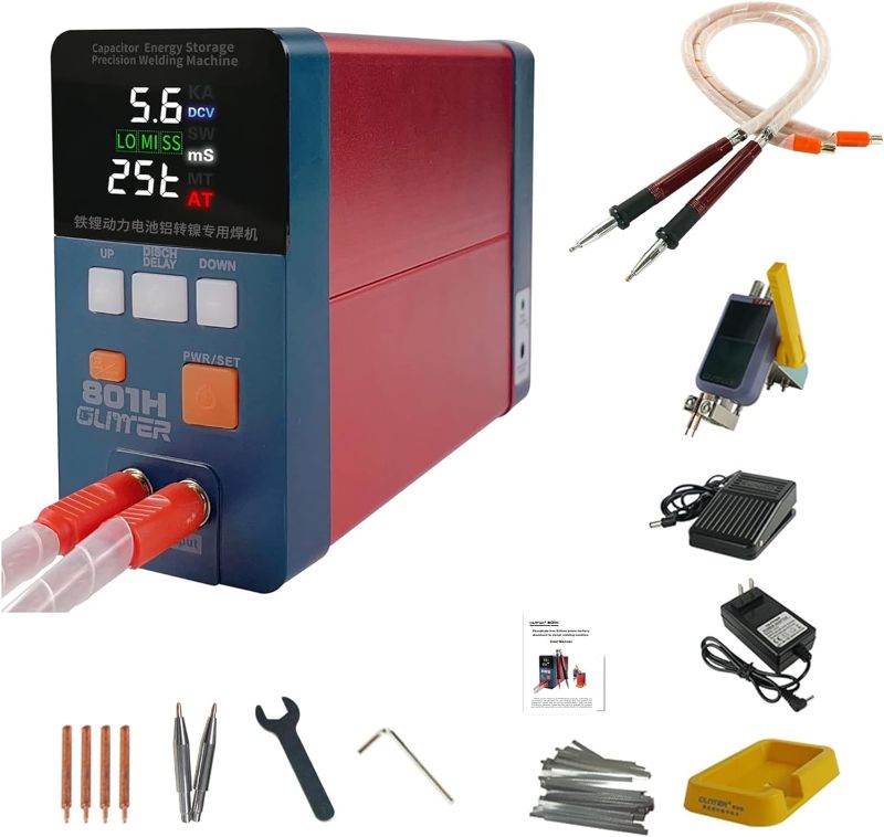 Photo 1 of GLITTER 801H Battery Spot Welder 21 KW Capacitor Energy Storage Pulse Welding Machine, Mini Portable Spot Welding Equipment for 18650, LiFePO4 Lithium Battery Pack Building
