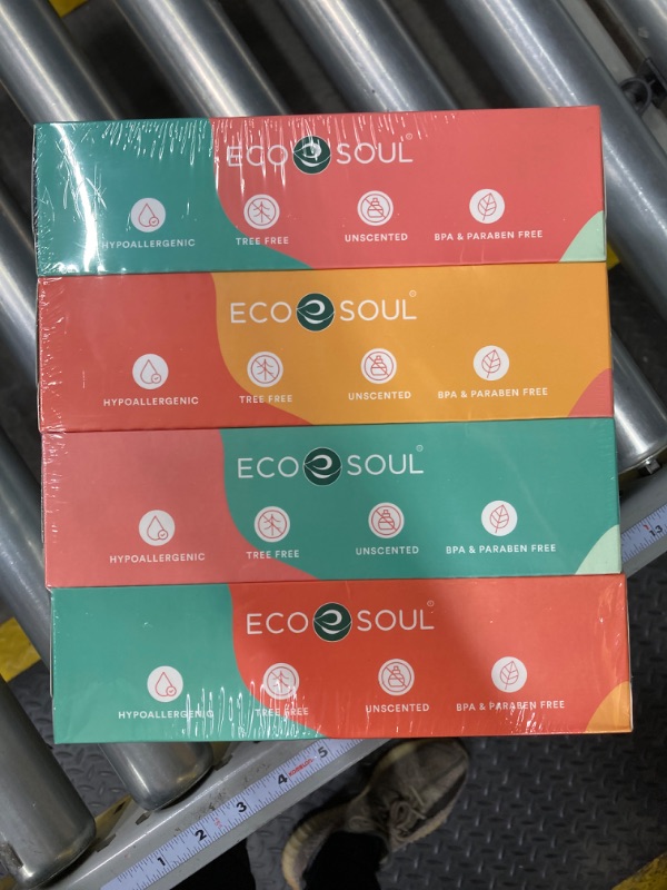 Photo 1 of ECO SOUL 100% Bamboo Premium Facial Tissue Cube Box 110 Count | 4 Pack of 110 | Hypoallergenic, Eco-Friendly, 2 Ply Facial Paper Tissue, Sustainable 100 Count (Pack of 1)