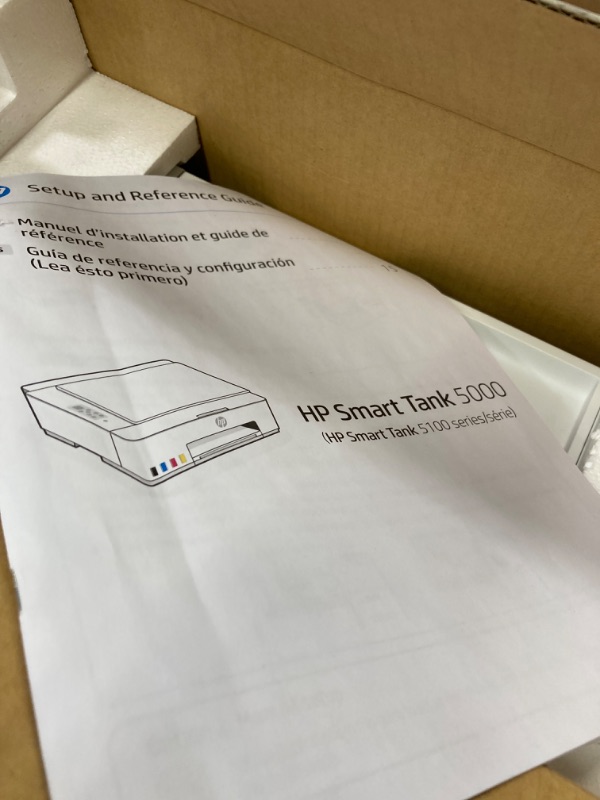 Photo 2 of HP Smart Tank 5000 Wireless All-in-One Ink Tank Printer with up to 2 years of ink included, mobile print, scan, copy, white, 17.11 x 14.23 x 6.19