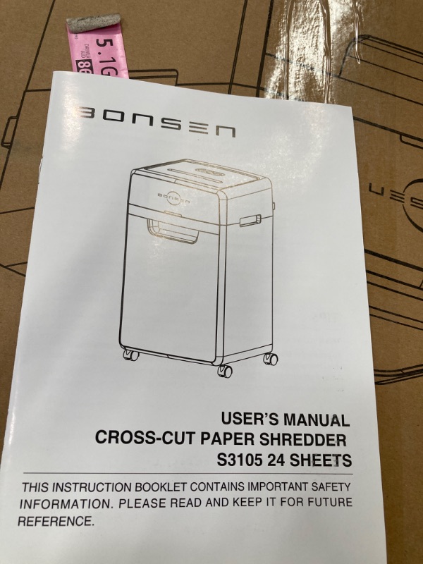 Photo 4 of BONSEN Heavy Duty Paper Shredder, 24-Sheet Cross-Cut Shredder, 40-Min Continuous Running Time, Commercial Grade Shredder for Office, 7.9-Gallon Big Basket, 58dB Super Quiet, P-4 High Security (S3105) 2 4-Sheet Cross-Cut