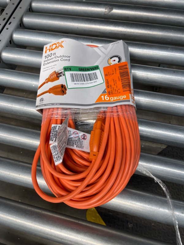 Photo 1 of 100 ft. 16/3 Light Duty Indoor/Outdoor Extension Cord, Orange