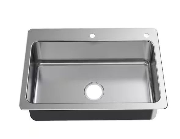 Photo 1 of *** Missing faucet*** Bratten 33 in. Drop-In Single Bowl 18 Gauge Stainless Steel Kitchen Sink with Accessories